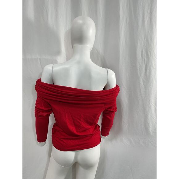 Reformation 'Florentina' Red Knit Off Shoulder Long Sleeve Top Size M - Picture 3 of 5